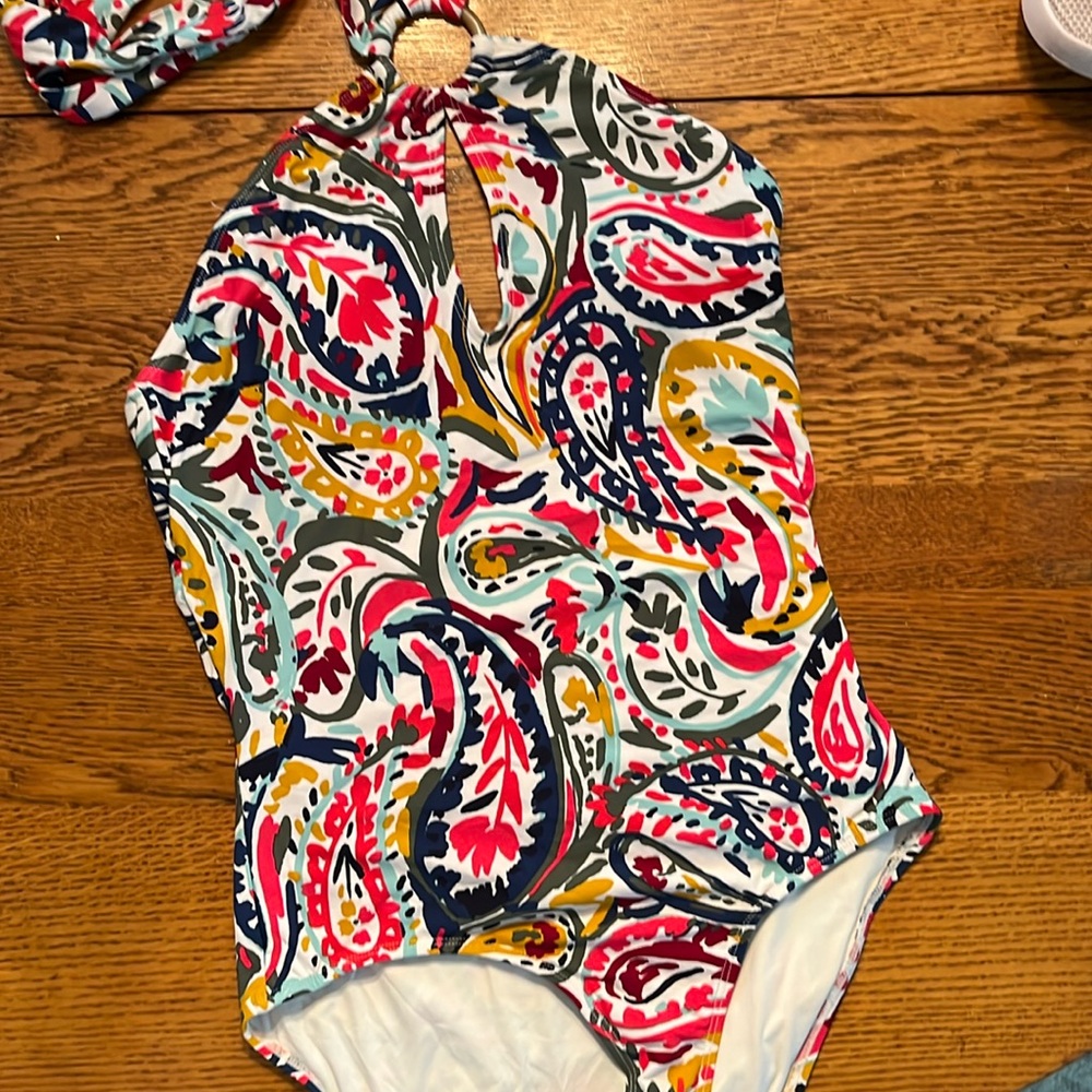 Anne Cole one piece swimsuit, multicolor print, sz 6